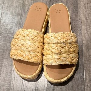 A New Day Women's Woven Tan Slide Sandals